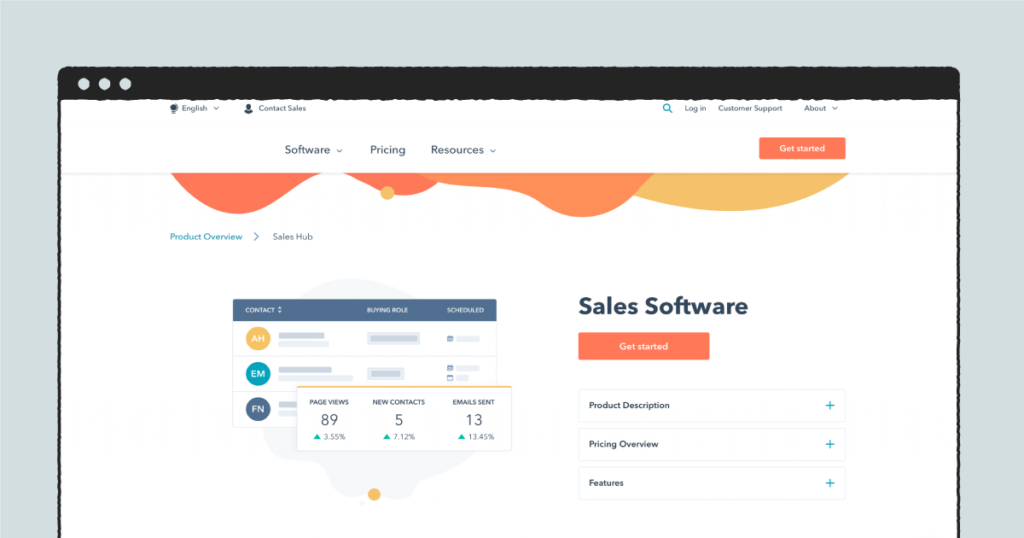 Hubspot Sales website