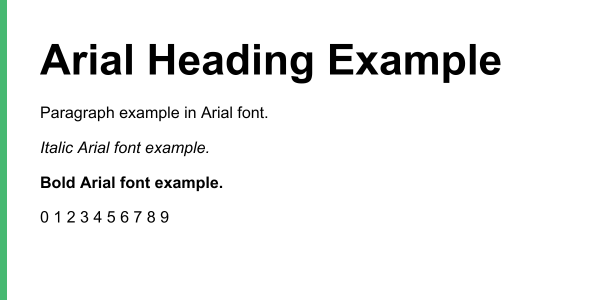 Arial font example