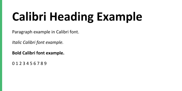 Calibri font example