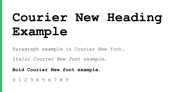  Courier New font example