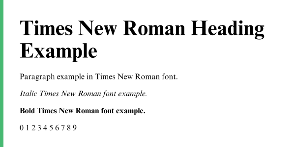 Times New Roman font example