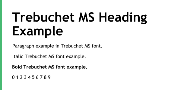 Trebuchet MS font example