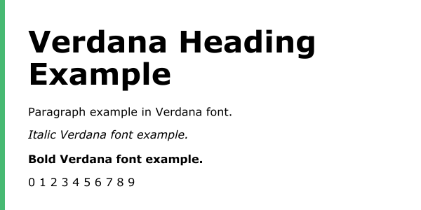 Verdana font example