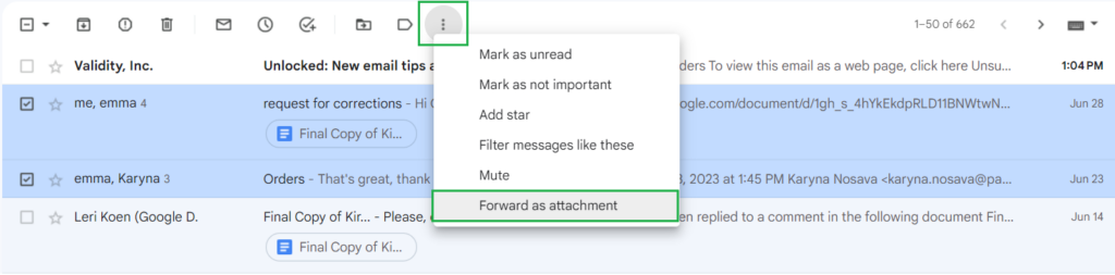 Forward as attachment option